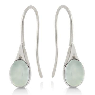 [R5595] - Silver 'Meghan' Agate Aqua Silver Earrings (rhodium) - 12x5mm