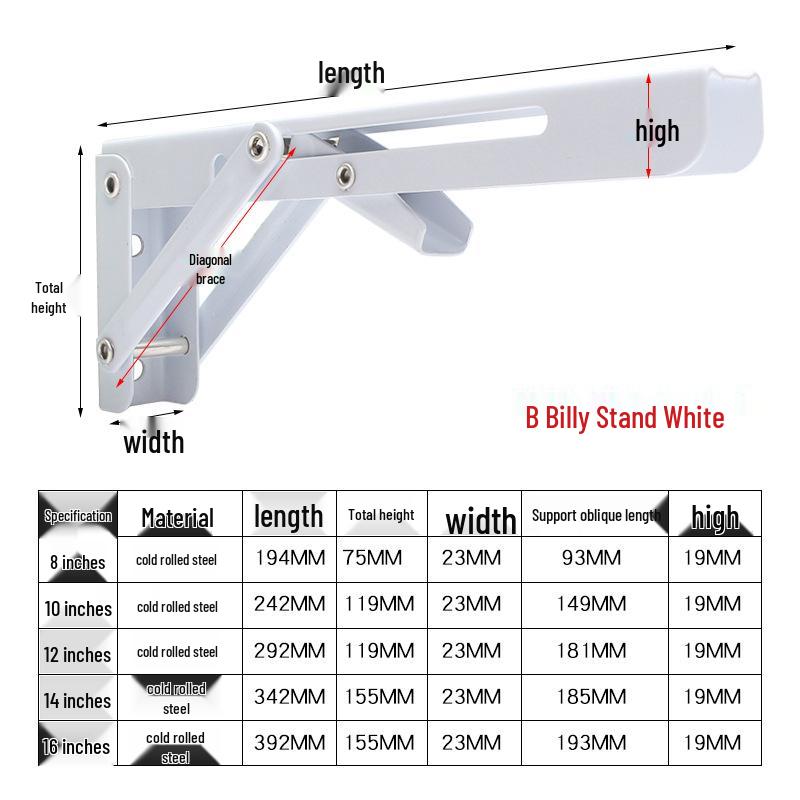 

Сверхпрочный складной треугольный настенный кронштейн из нержавеющей стали 12 inches (one piece)