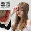 Beret women's autumn and winter handmade knitted wool hat double-layer warm and windproof retro niche stacked bag head cold hat