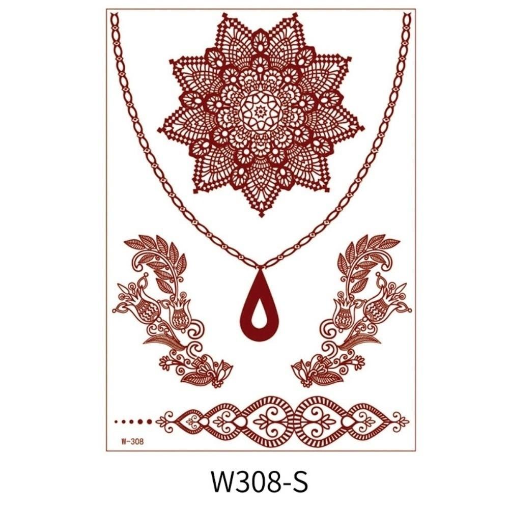 Lace Fake Tattoo Henna Tattoo Stickers Legs Arm Red Henna Tattoo Decals Temporary Tattoo  Girls