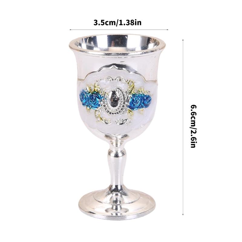 2Pcs Chalice Goblet Metal Shot Glasses Engraving Rose Flower Wine Cup Medieval Drinkware for Party Wedding Decors Gift