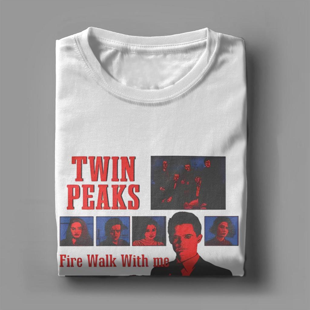 Twin Peaks Dale Cooper Fire Work Men's T Shirts TV Show Novelty Tee Shirt Short Sleeve Round Neck T-Shirt Cotton Summer merch