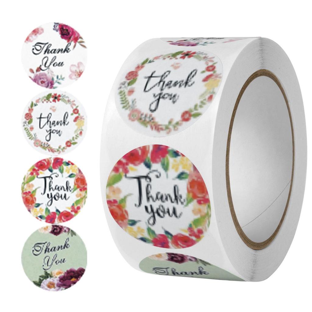 500 Self-Adhesive Thank You, Dessert, Cake, & Baking Stickers - Cartoon & Floral Styles for Children & Wedding Rewards
