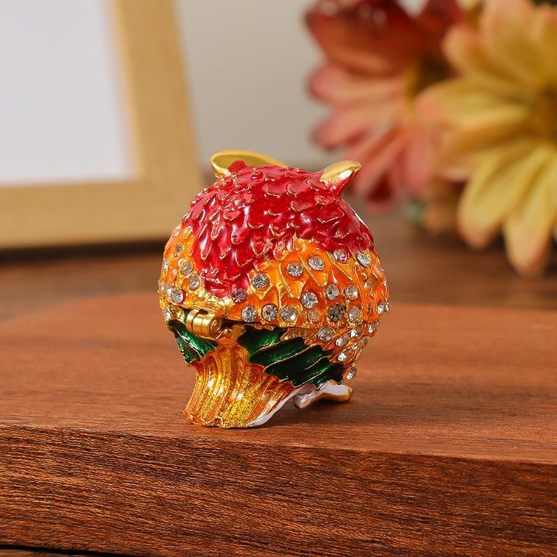 Owl Trinket Box Jewelry Box Hinged Collectible Animal Figurine Ring Necklace Holder Alloy Diamond Enamel Crafts Ornaments