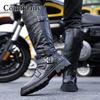 Stivali da Motociclista da Uomo Stivali Western Stivali da Jockey Neri Stile Streetwear Casuale Stivali Alti Cool Taglie Forti