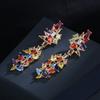 Zircon Earrings Colored Flower Long Fringed Heavy Industry Luxury Temperament Personality Exaggerated Earrings