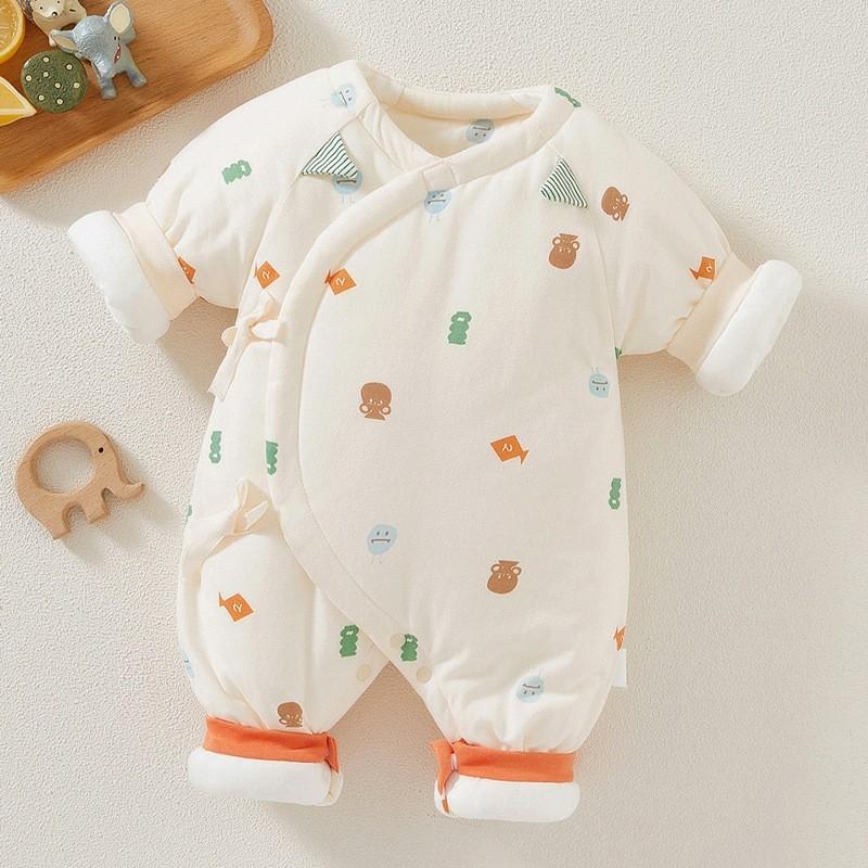 Baby Boy Girl Winter Thick Cotton Hanbok With Slipon Closure For Newborns