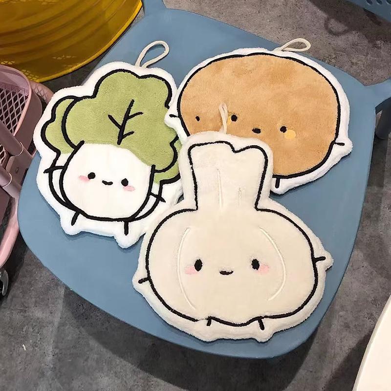 Cartoon Hand Towel Hanging Kitchen Hand Cloth Coral Fleece Bathroom Children Towel Super Absorbent Handkerchief Rag Quick Dry