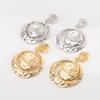 Exaggerated Design Pleated Alloy Geometric Pendant Earrings Women Retro Luxury Texture Minimalist High Grade Ear Jewelry