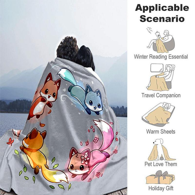 1pc Four Lively Kittens Blanket  Soft, Travel Use, Living Room, Travel, Camping, Car Blankets