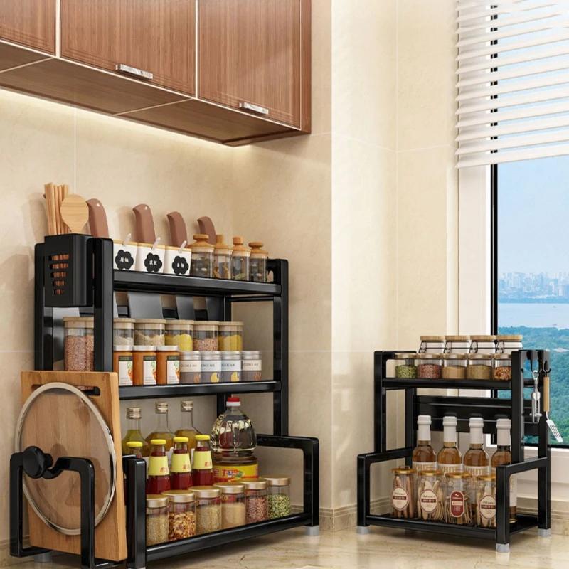 Kitchen Storage Rack Stainless Steel Seasoning Kitchenware Storage Rack Knife Spice Shelf Organizer Dish Organizer Accessories