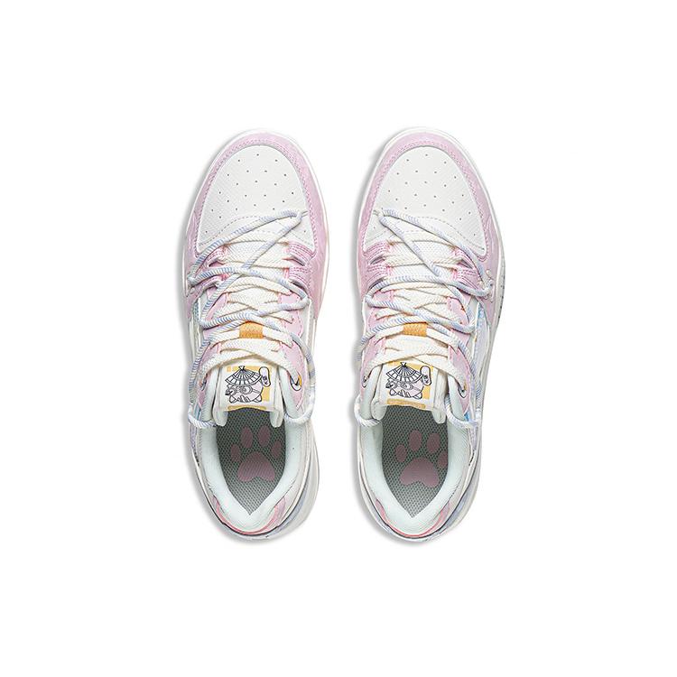 Li Ning Yuebai Slip Resistant, Abrasion Resistant, Lightweight Low top Skateboard Shoes Women's White Pink AGCS252-11