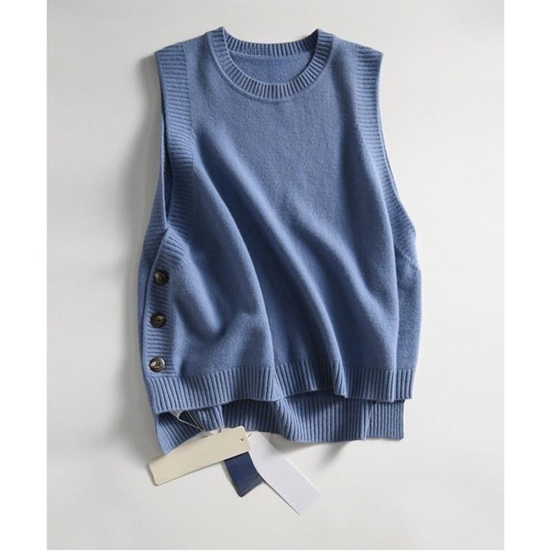 

Весенне-осенний женский вязаный жилет с круглым вырезом, художественная майка, повседневная женская одежда 3XL