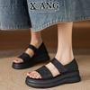 Super soft bottom first layer cowhide sandals women's summer wear new Velcro casual beach women's shoes