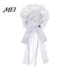 Elegant Floral Hair Barrettes Rose Bow Clip, Lace Pearl Hairpin, Lolita Gothic Bowknot Theme Party Decorations Hairpin for Women Bride Cosplay Wedding