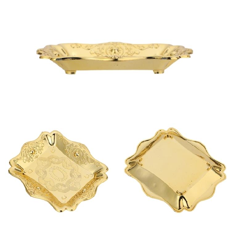 Golden Tray Jewelry Display Plate Kichen Food Fruit Round Stroage Organizers