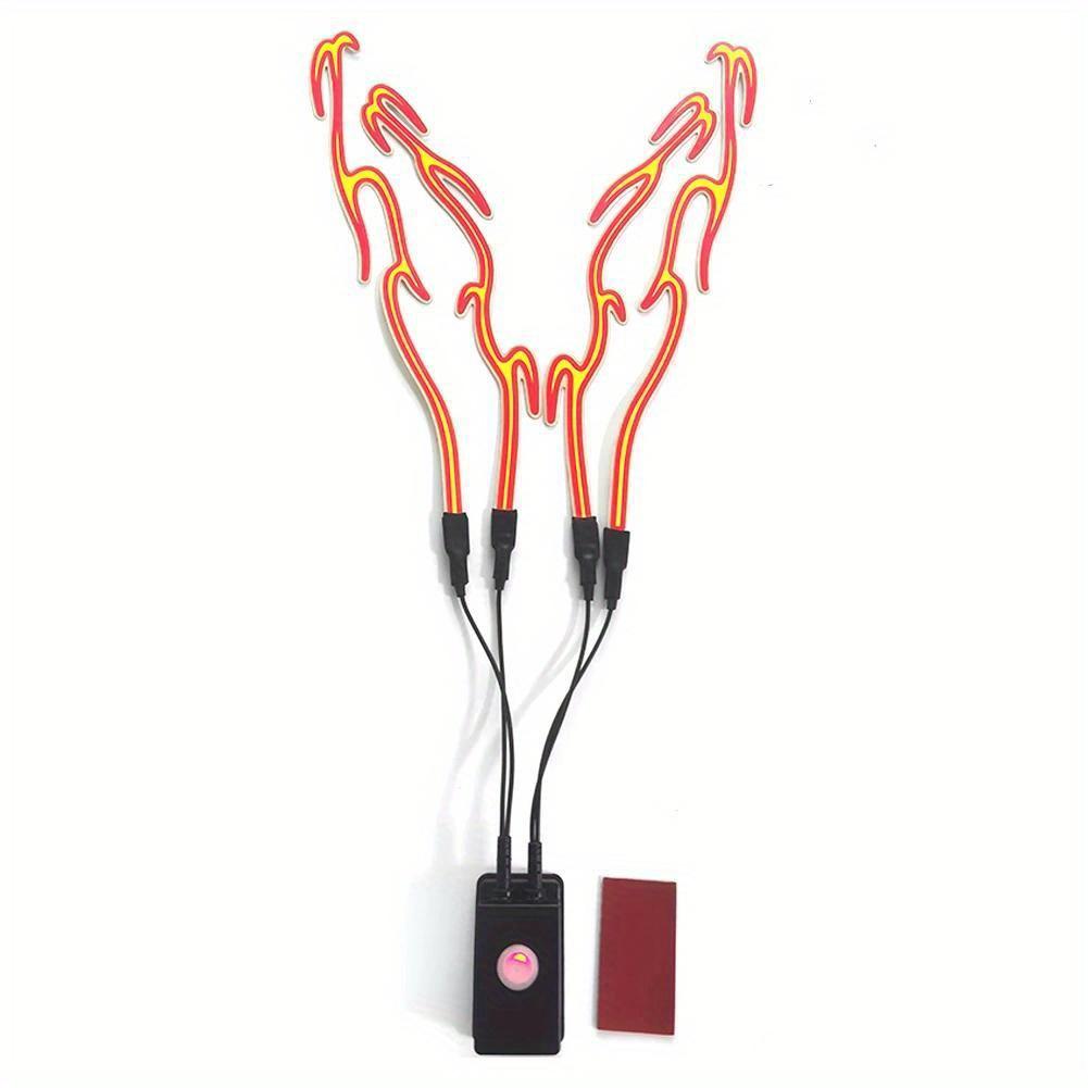 4 In 1 Motorcycle Helmet LED Cold Light Waterproof Strip Sticker Flashing Warning Lights Night Riding Chargeable Accessories