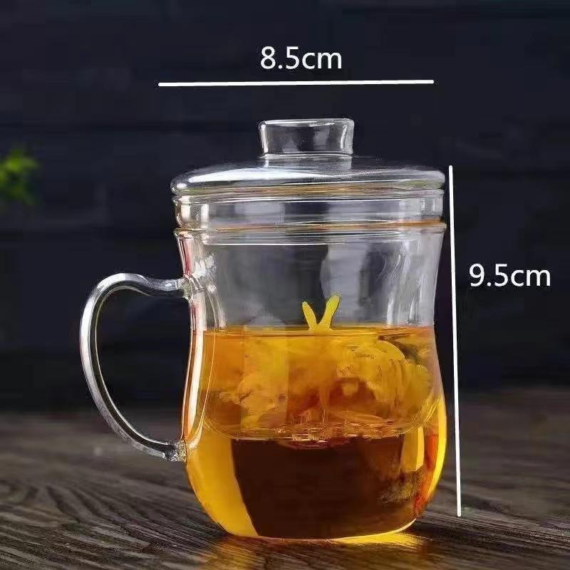Bring a Glass Cup Flower Teacup Glass Teacup Tea Cup Filter Water Cup Juice Milk Cup