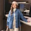 Women's Korean Style Bear Embroidery Soft Denim Shirt Jacket - Thick Material, New Design