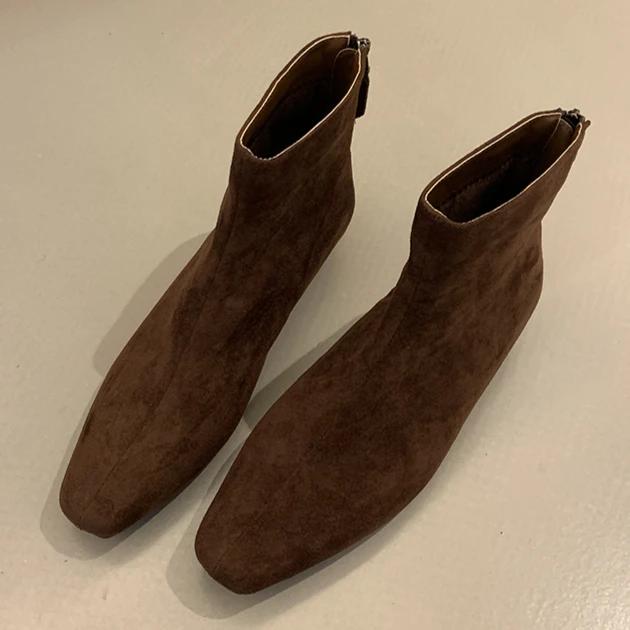 

Женские ботильоны из замши, теплые, с квадратным носком, кожаные, зимние, брендовые, плюшевые, хлопковые, трендовые, на низком каблуке, челси, модные, удобные, Botas Mujer 39