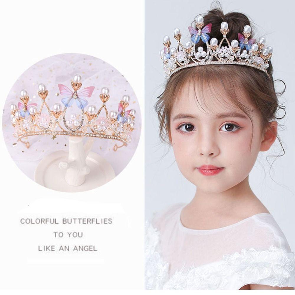 Rhinestone Princess Crown Handmade Wedding Tiara Princess Style Butterfly Tiara Wedding Ceremony