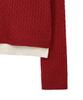 NOIRER FOR WOMAN Layered Henley Neck Signature Cable Knit (Red)