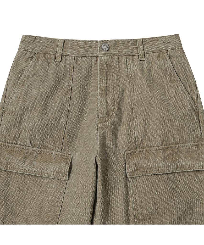 Keoseuuteommellou Beige Oxford Cotton Cargo Pants_Cwpam25392Bex