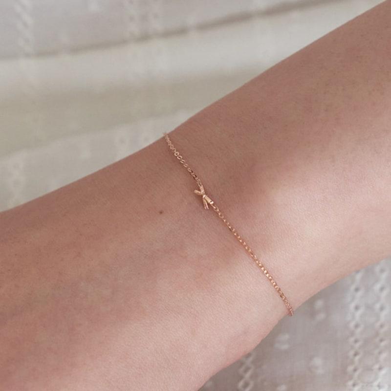 

OR D`OR [14K] Mini Ribbon Pendant Bracelet rose gold