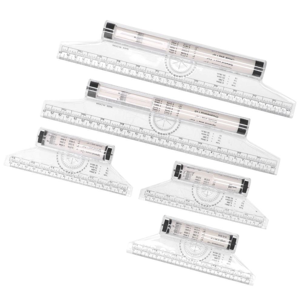 5pcs Transparent Design Rolling Ruler Clear Scale Drawing Ruler Measuring Ruler  For Students