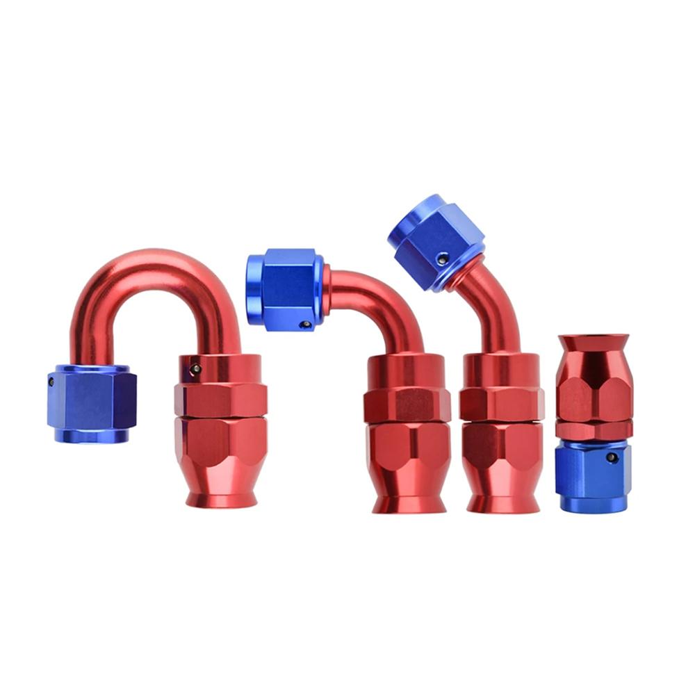 AN4 AN6 AN8 AN10 AN12 Straight 0 45 90 180 Degree Reusable Car Hose End Fittings Adapter For Swivel PTFE Oil Fuel Line Blue Red Fuel System Fittings7