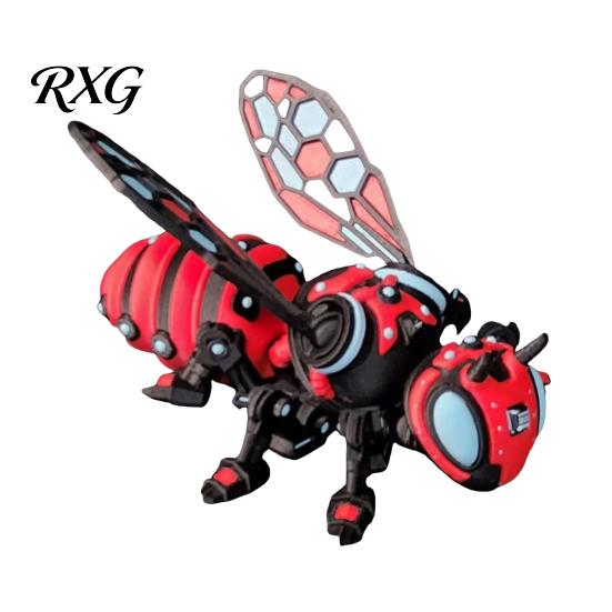 Creative Bookshelf Decoration 3D Printed Articulated Bee Figurine, Flexible Joint Fidget Toy with Keychain, Mechanical Futuristic Desk Accessory