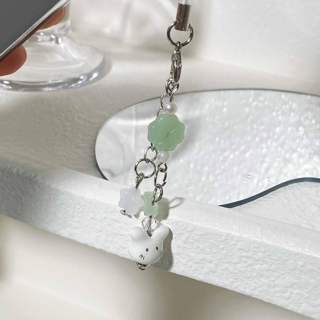 Practical Handmade Beadwork Rabbits Hanging Ornament Versatile Phone Charm Portable for Styles Upgrade Daily Use