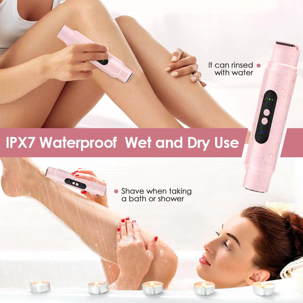 Electric Razor Dual-Head Woman Shaver Painless Mustache Epilator Leg Body Hair Trimmer for Women Facial Epilator Hair Remover