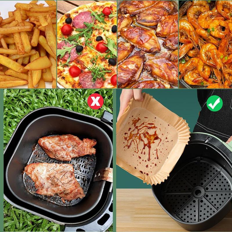 Air Fryer Parchment Sheets  - Pre-Cut Round Non-Stick Paper, Heat Resistant Up To 450°F, for Healthy Oil-Free Cooking (7