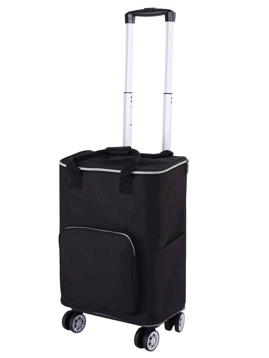 

Falytemow Foldable Utility Cart with Insulated Foldable Reusable Shopping Trolley Bag with Wheels and Telescoping Waterproof Oxford Fabric Foldable чёрный