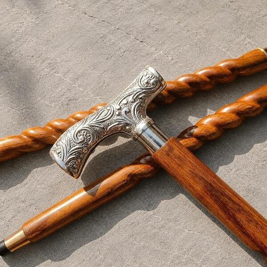 93.98 Cm Victorian Style Walking Cane Brass Handle Handmade Wooden Stick Gift for Him