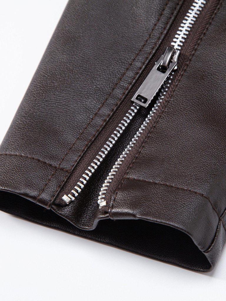 Men's Stand Collar PU Leather Motorcycle Jacket - Spring/Autumn Style