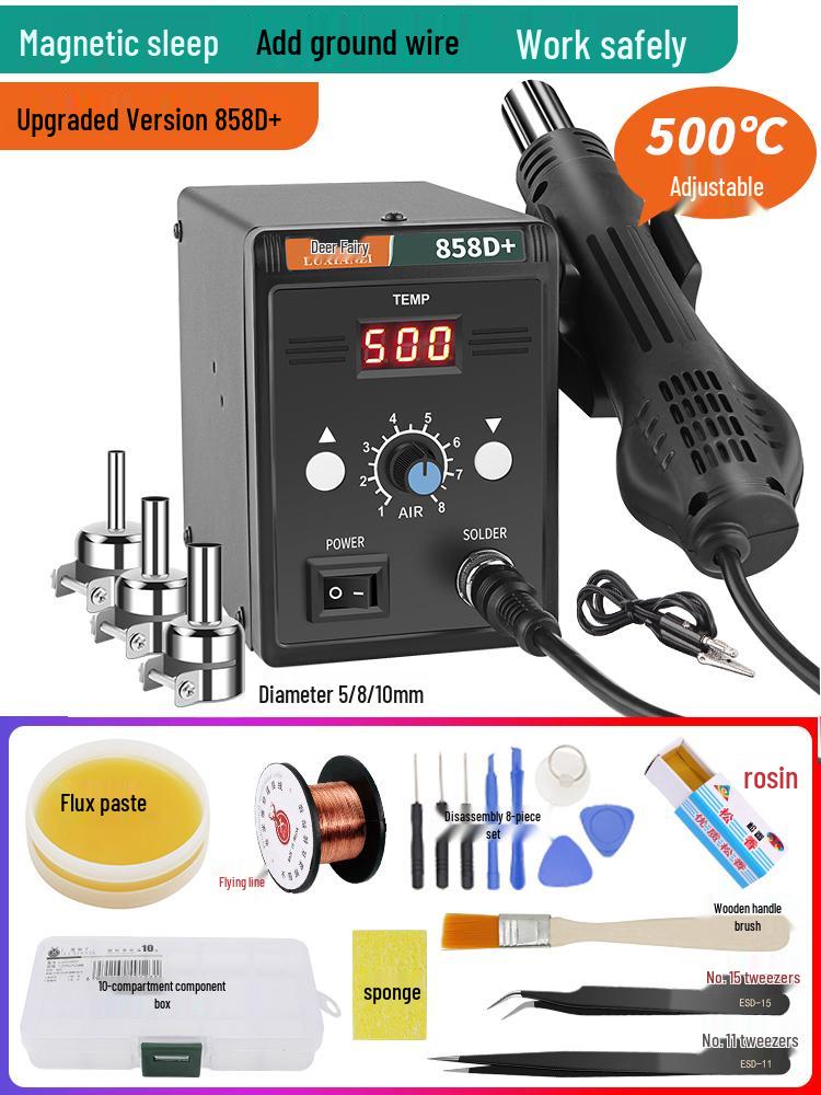 Deer Fairy 858D Hot Air Gun Desoldering Station for Soldering and Mobile Phone Repair