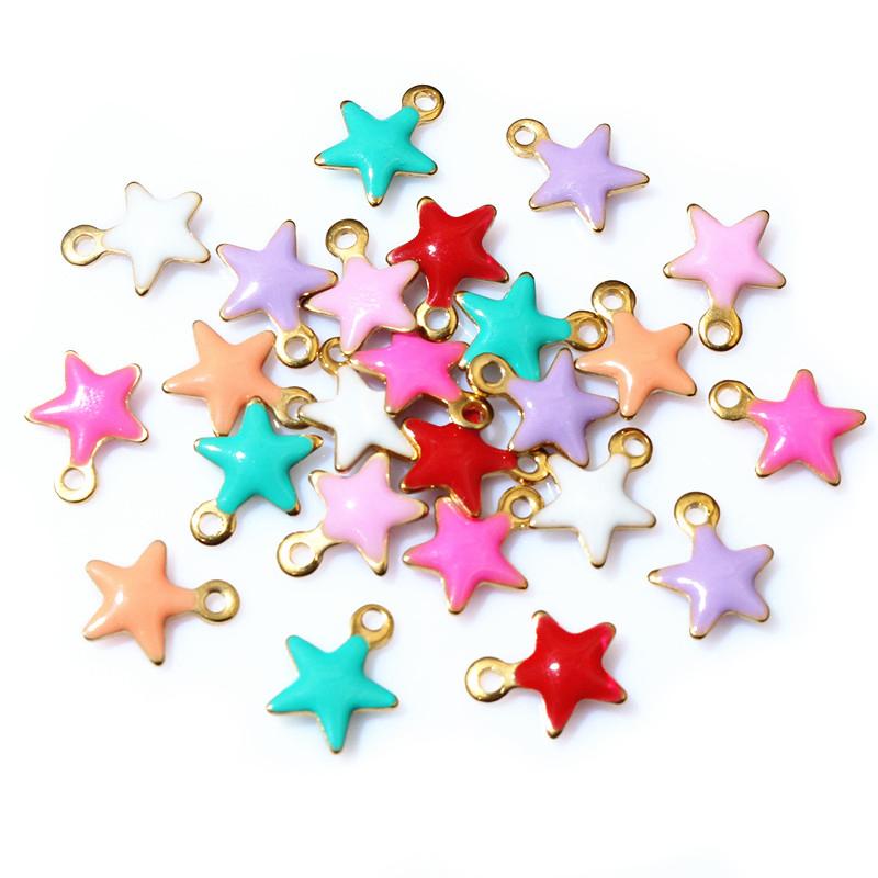 20pcs 10x8mm Enamel Small Star Charms Pendant Stainless Steel DIY Jewelry Making Accessories Findings for Bracelet Earrings