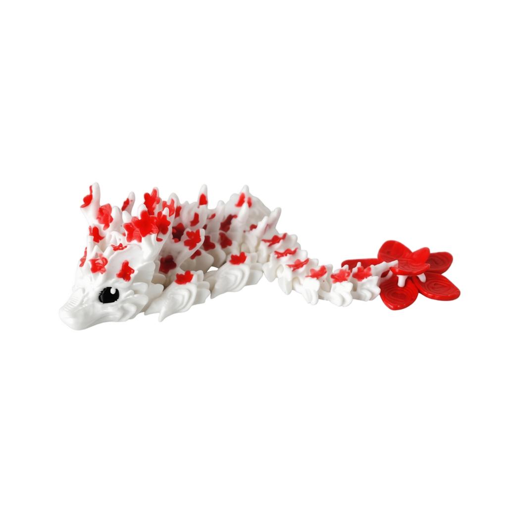 3D Printed Dragon Figurine with Sakura Flower Design 15cm Decorative Sculpture for Home Office Desk Display Collectible Art Piece