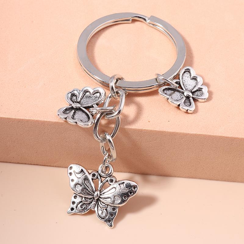 Lovely Alloy Butterfly Keychain Metal Animal Keyring Pendants for Key Holder Handbag Decor Charms DIY Jewlery Gifts