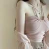 Dames Roze Halter Camisole: Zomerse Mouwloze Off-Shoulder Top met Prachtig Rugontwerp