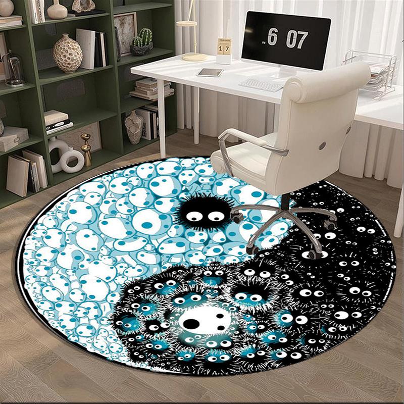 Yin-yang Mandala Design round carpet Chair cushion Round Entryway Rug, Soft Round Rugs for Living Room, Bedroom, Circle Carpet decor gifts