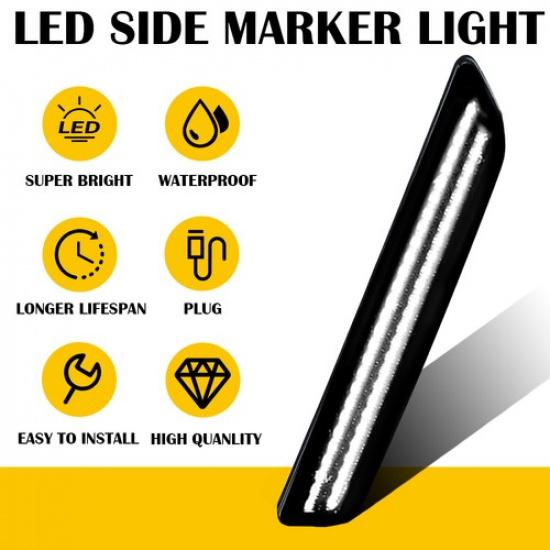 Smoked Lens White LED Front Side Marker Reflector Light For 10-14 Ford Mustang