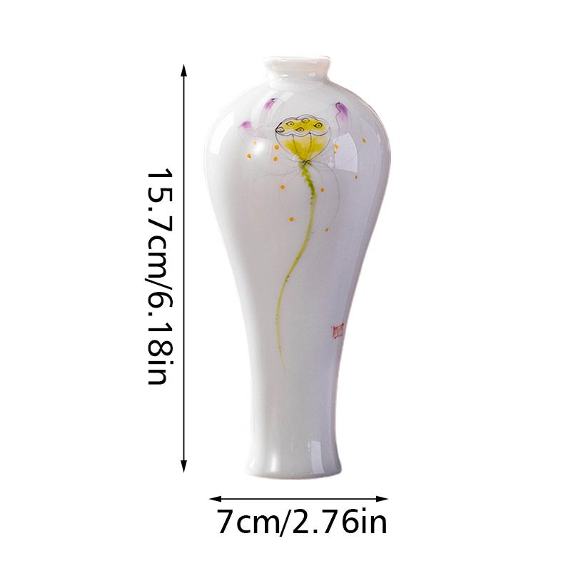 1PC Hand-Painted Small Vase Copperwort Green Dried Flower Arrangement Mini Ceramic Home Soft Furnishings Multi-Style