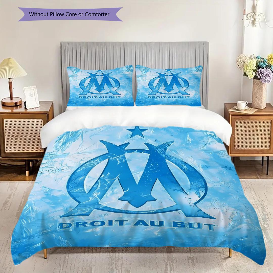 

Olympique Marseille Pattern Bedding Quilt Set Quilt Cover Pillowcase Home Decoration Birthday Gift (1 * duvet cover + 2 * pillowcase, without core) 135x200cm