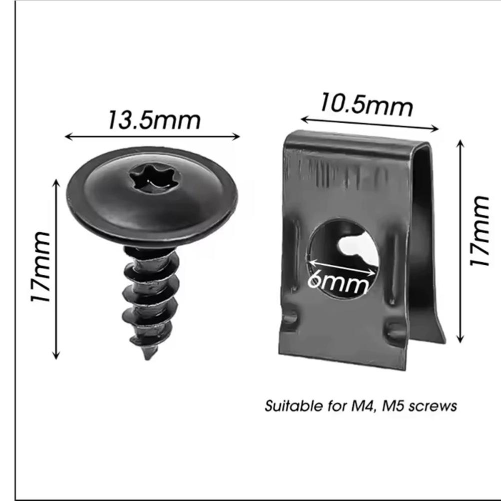 10pcs/set U-Type Metal Clips with Screws for Car and Motorcycle Anti-Rust Tapping Fastener Assortment Set Fastening Spacers