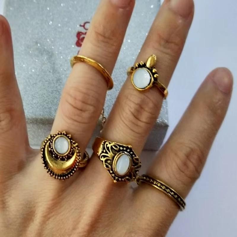Trendy New Bohemian Women's Rings Set Vintage Antique Laides Retro Fingers Accessories anillos mujer Retro bague femme