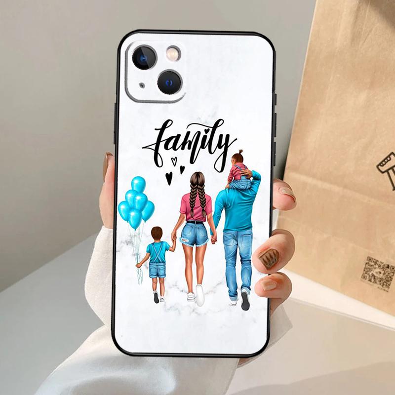 Baby Mother Brown Girl Family Phone Case For iPhone 18 17 Air 16 14 13 12 11 15 Pro Max 13 12 Mini 15 16 Plus 16e Cover Coque