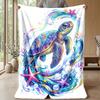 Oceanic Sea Turtle Adventure Theme Blanket Lightweight Warm Flannel Blanket Decorative Throw Blanket for Home Decoration